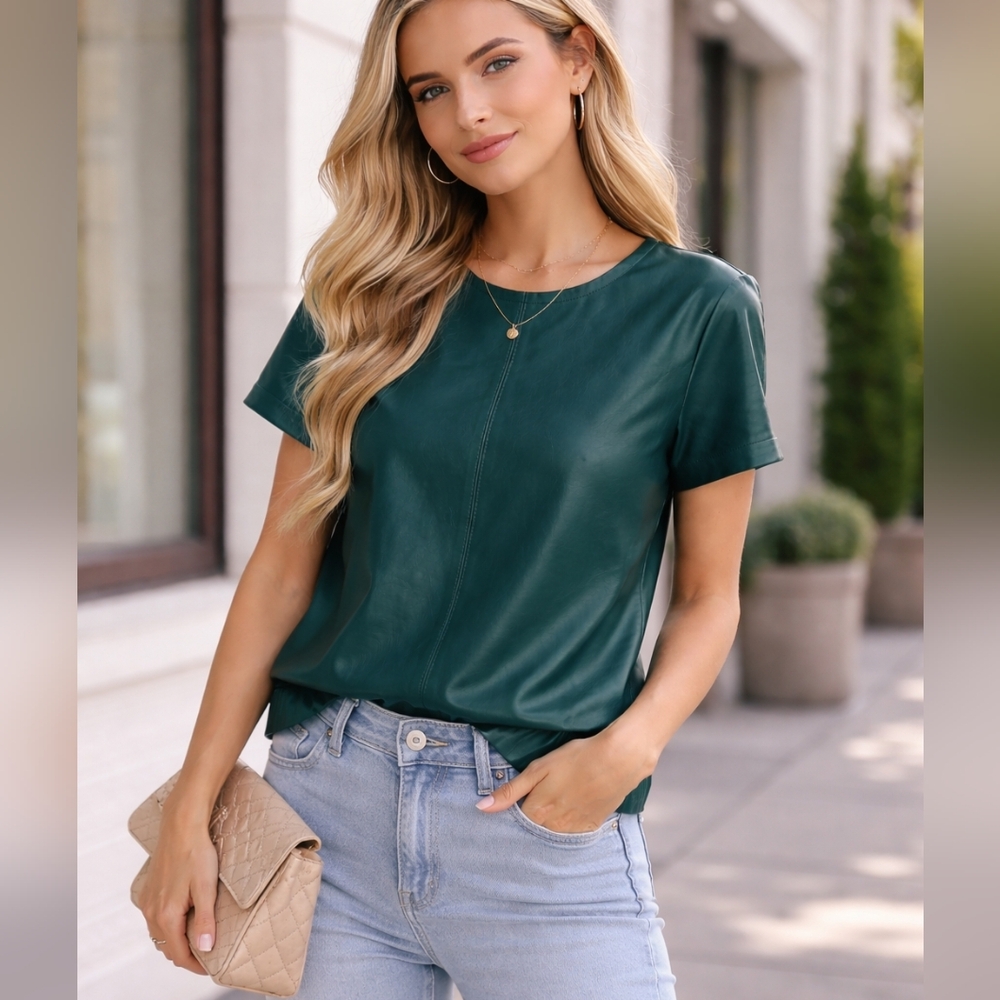 Halogen Emerald Green Leather Top Nordstrom Small Petite SP
